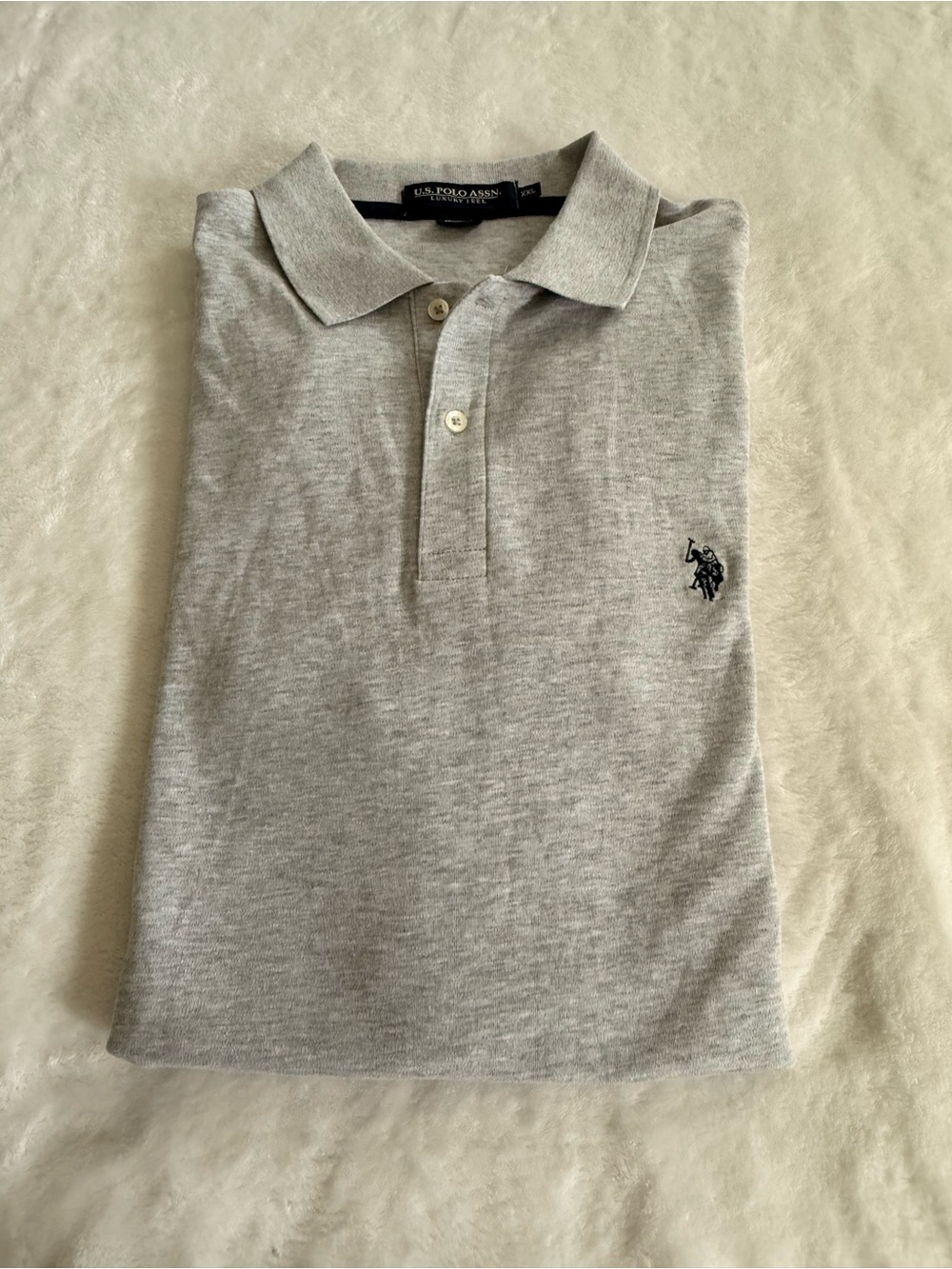 U.S. Polo Assn. Heather Gray Polo with Navy Logo
